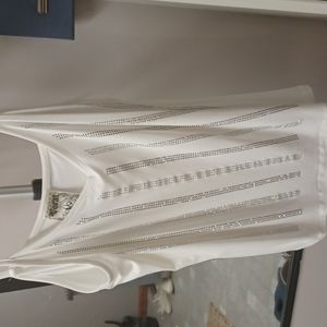 VOCAL tank top size Large , white in color w/silver sequins